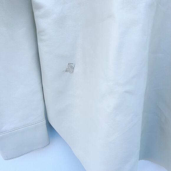 Agolde Calla Vegan Leather Collared Shirt Jacket Shacket Cream Ecru Small - Picture 11 of 14